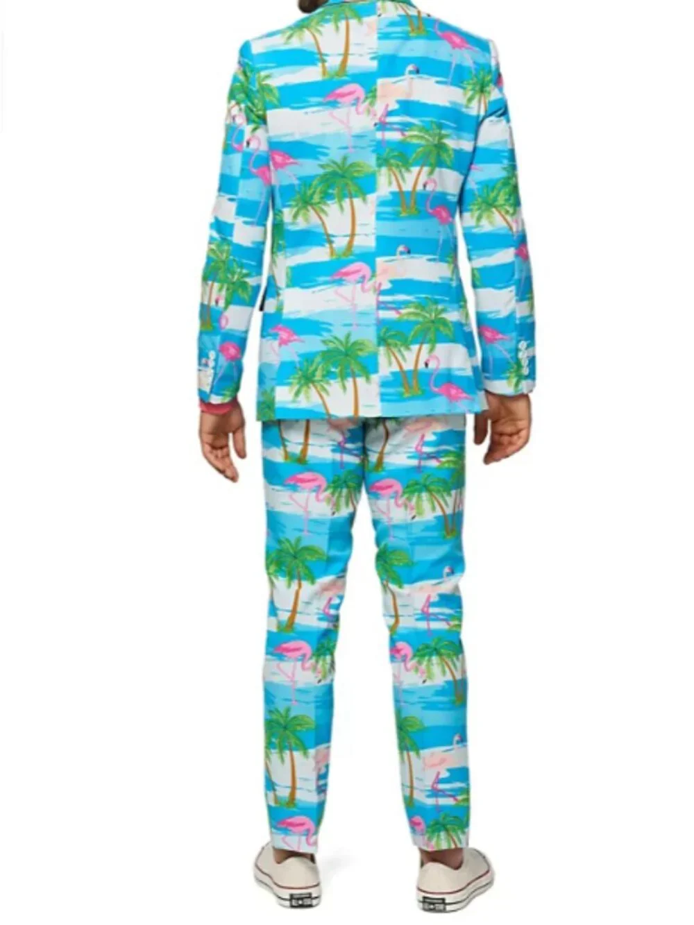 OppoSuits Mens 38 Jacket Pants Suit Tropical Flamingo Beach Party Blue Pink NEW.